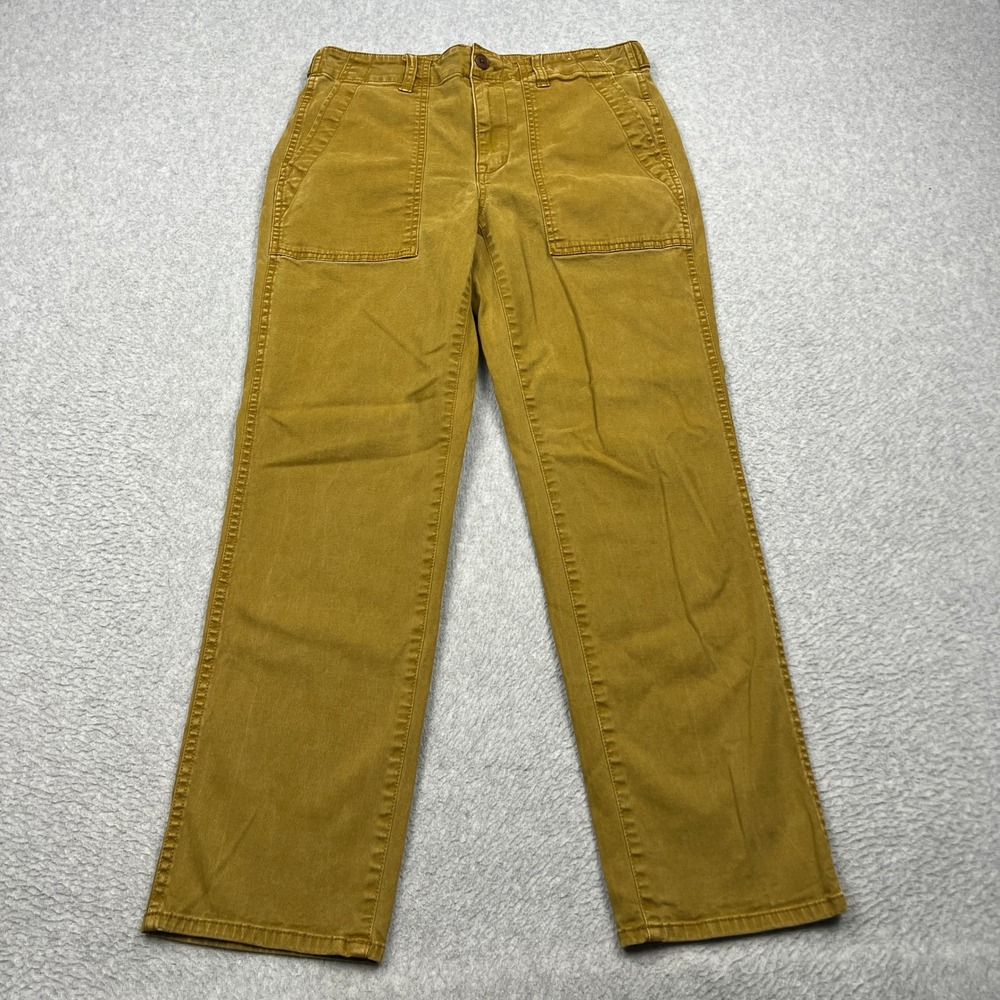 Madewell Utility Pants Womens 27 Amber Olive Garment Slim Straight Stretch Twill